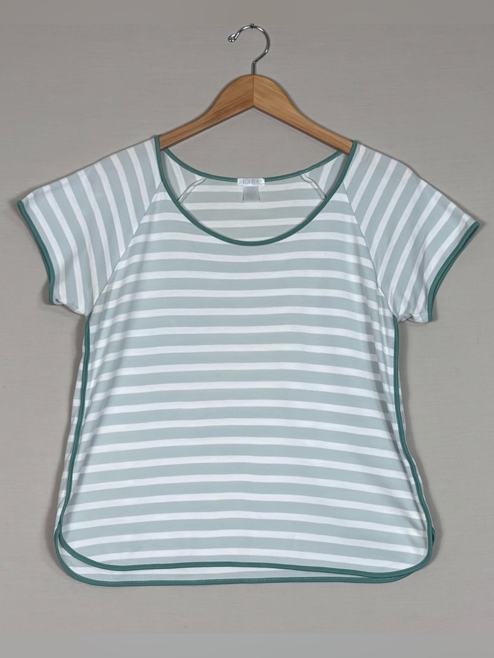 LAKE Pima Cotton Striped Tee Mint White Short Sleeve Coastal Medium